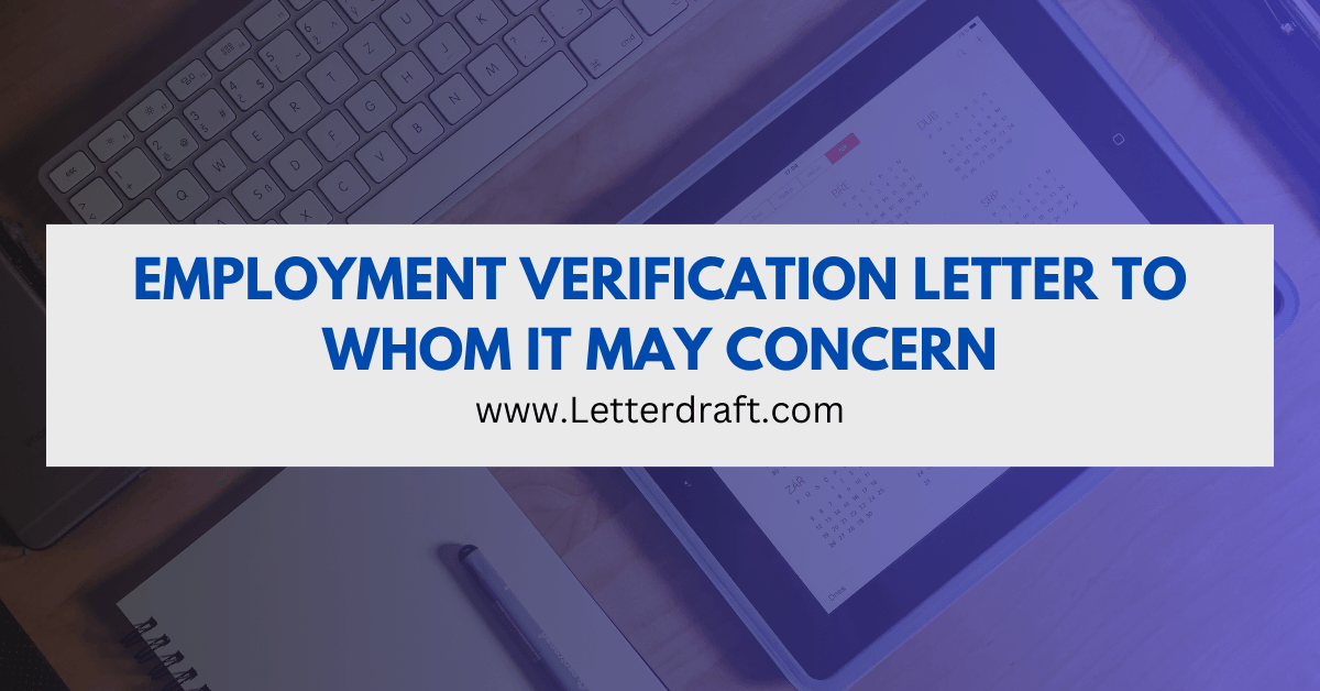 Employment Verification Letter To Whom It May Concern