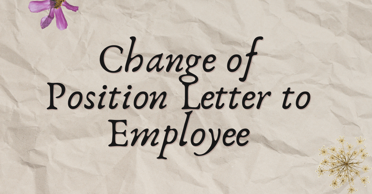Change of Position Letter to Employee