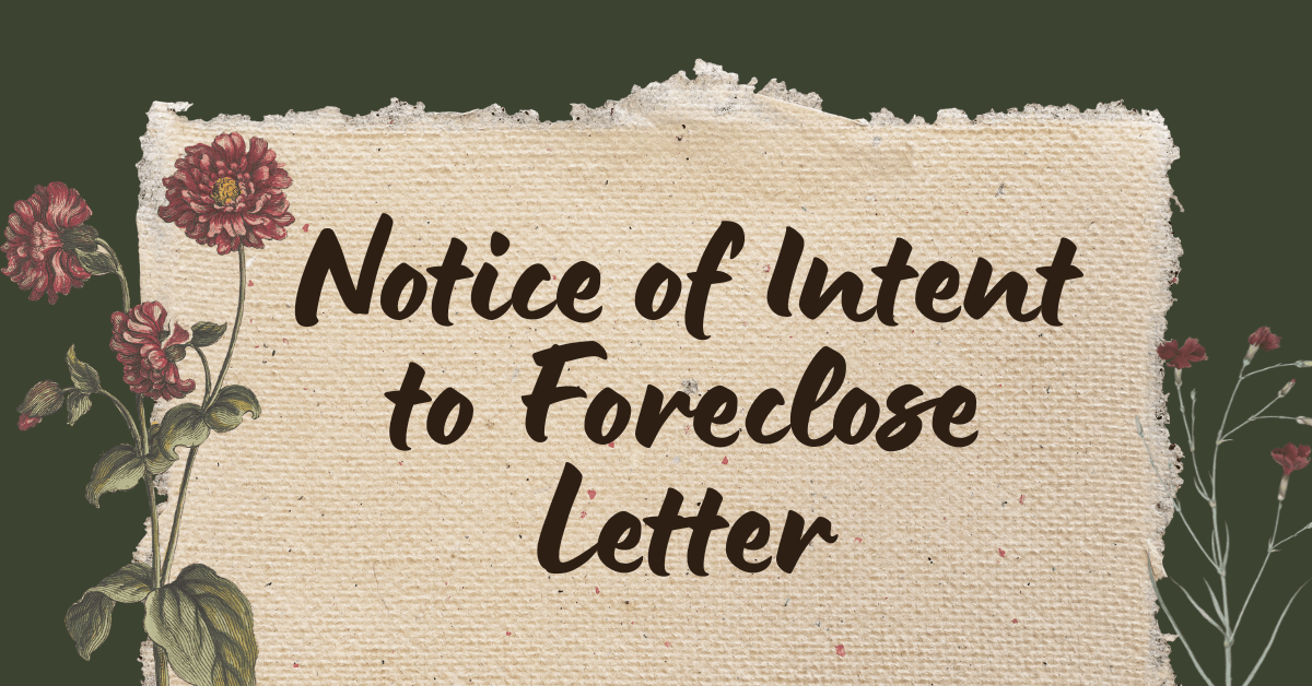 Notice of Intent to Foreclose Letter