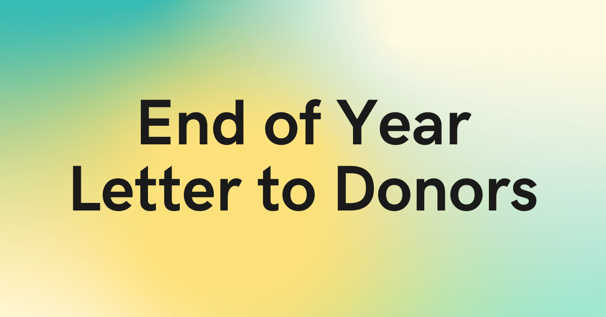 End of Year Letter to Donors
