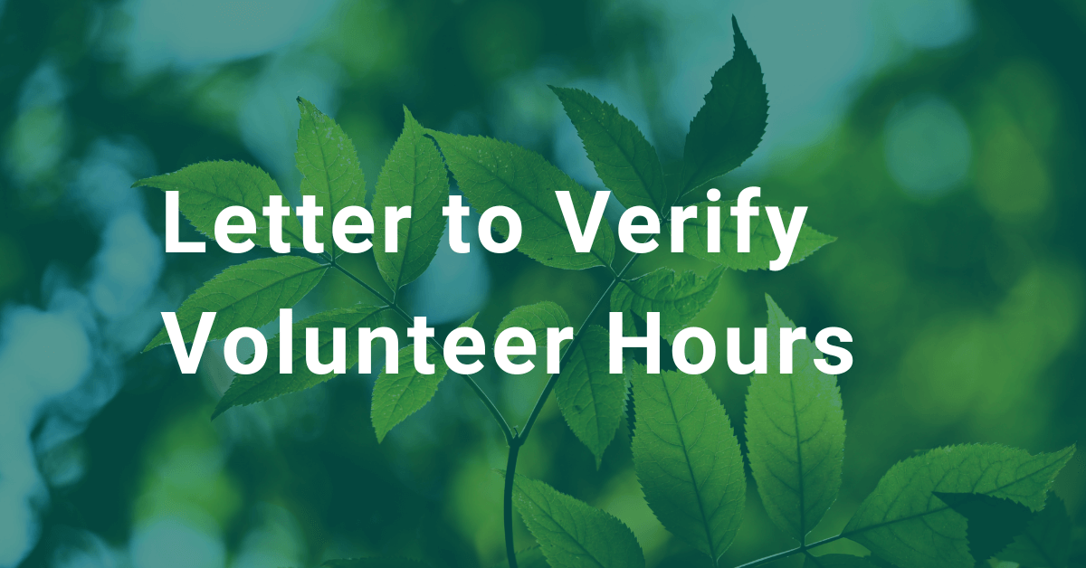 Letter to Verify Volunteer Hours