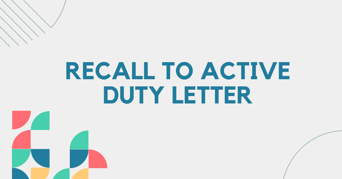 Recall to Active Duty Letter