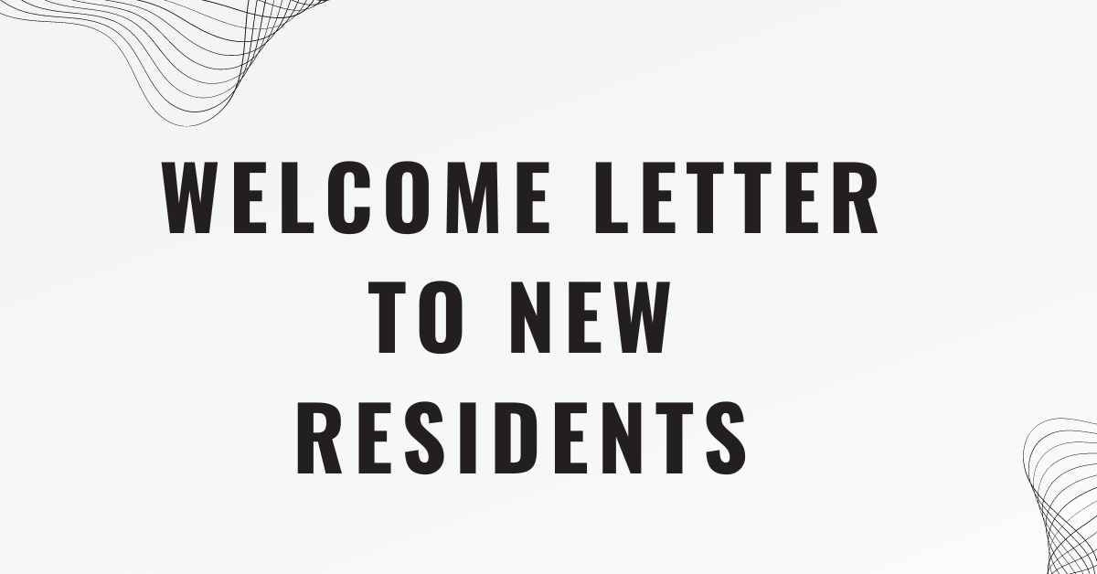 Welcome Letter to New Residents