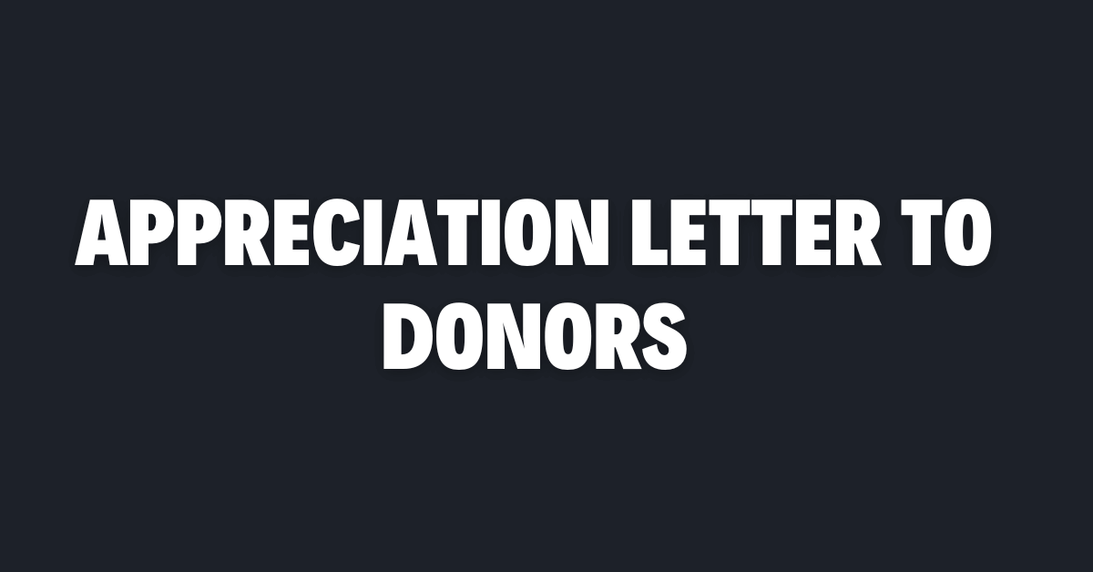 Appreciation Letter to Donors