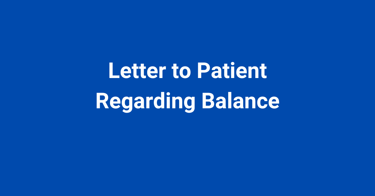 Letter to Patient Regarding Balance