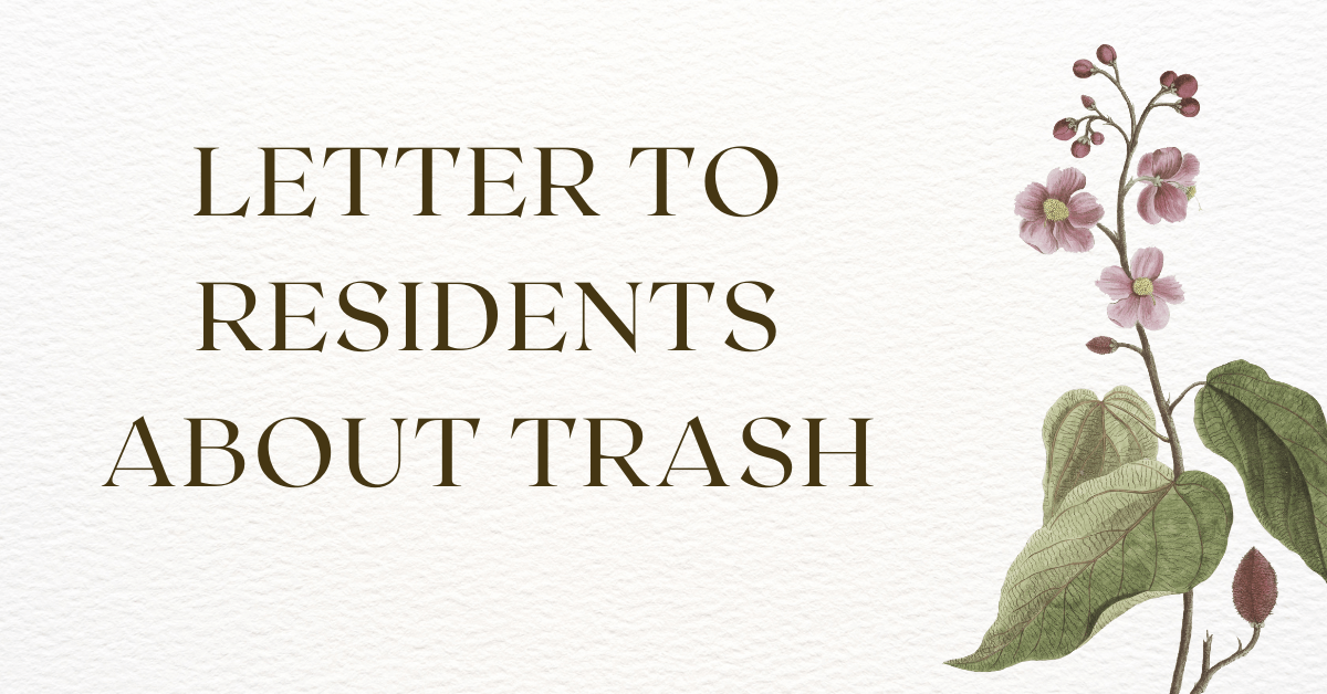 Letter to Residents about Trash