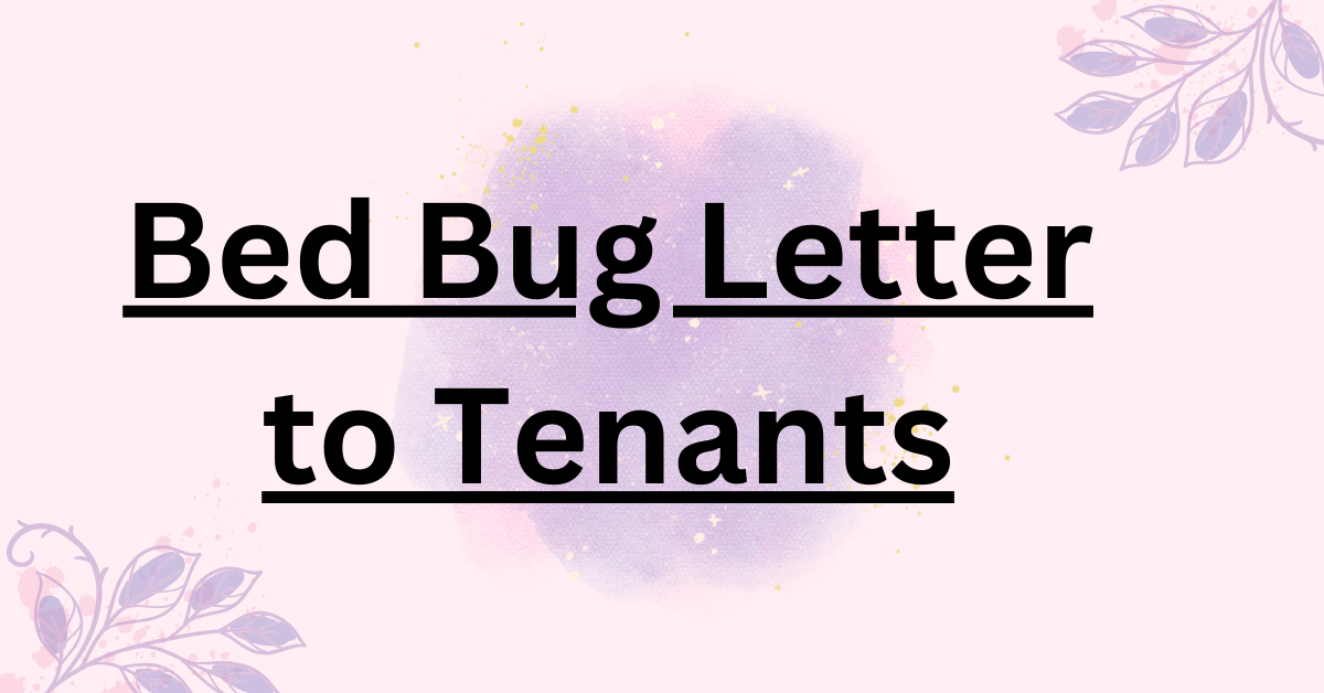 Bed Bug Letter to Tenants