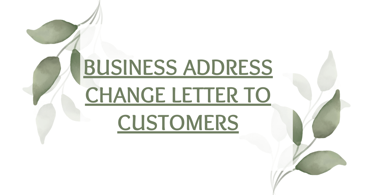 Business Address Change Letter to Customers