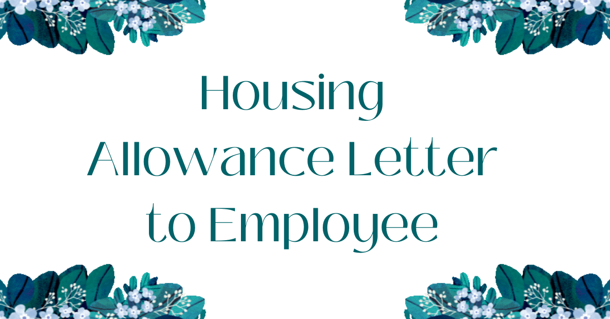 Housing Allowance Letter to Employee